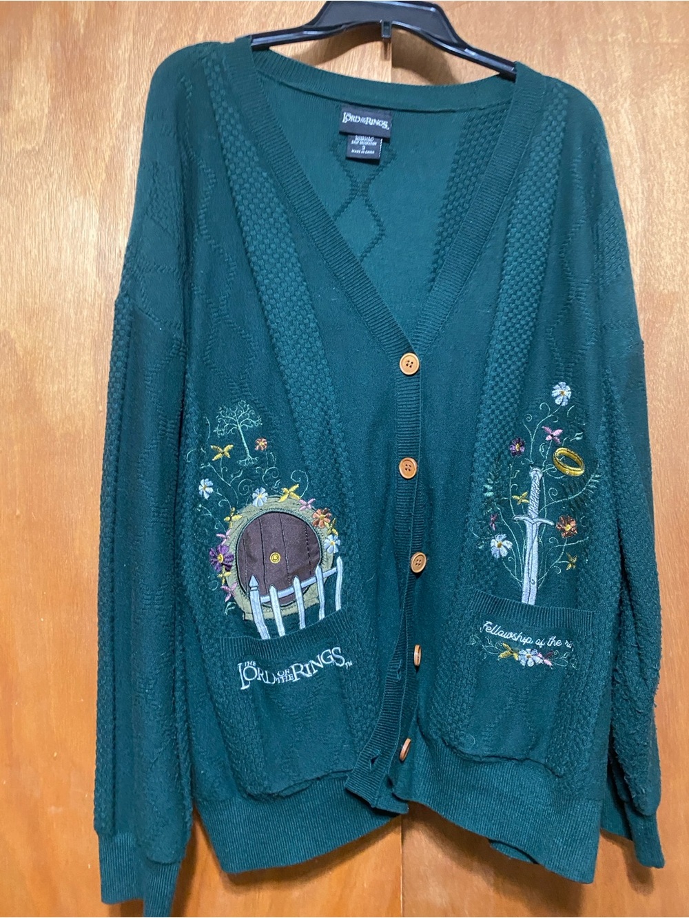 Lord of the Rings Green Embroidered Cardigan Sweater